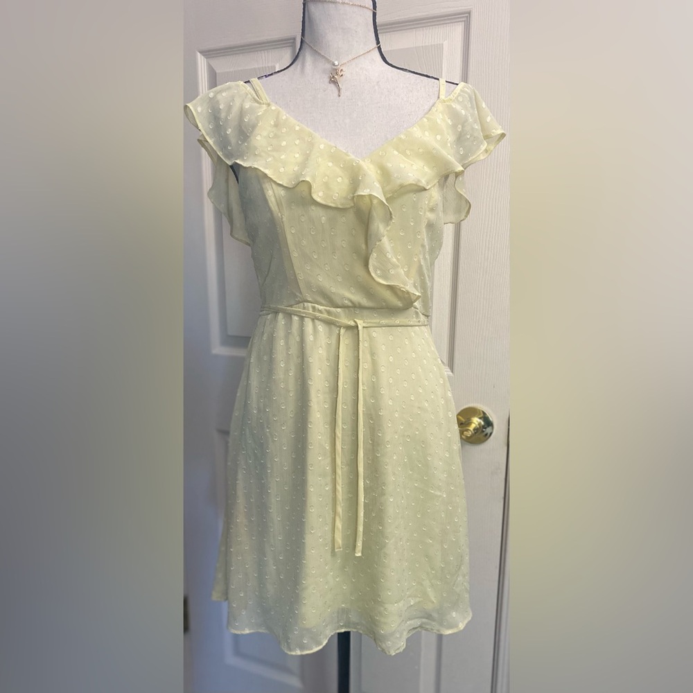 Yellow Ruffled Tiered Mini Sundress - Picture 2 of 6